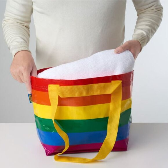 IKEA set of 2 rainbow small STORSTOMMA tote bags NWT - Picture 2 of 5